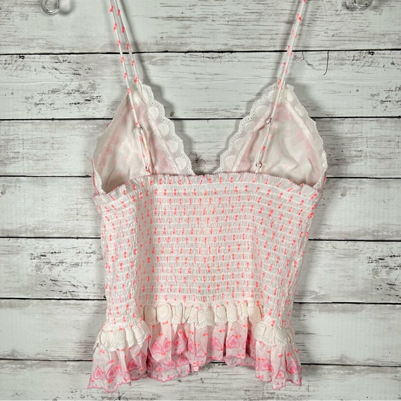 Free People Love Letter Pink White Heart Valentine’s Day Tank M NWT $128 - Picture 4 of 10